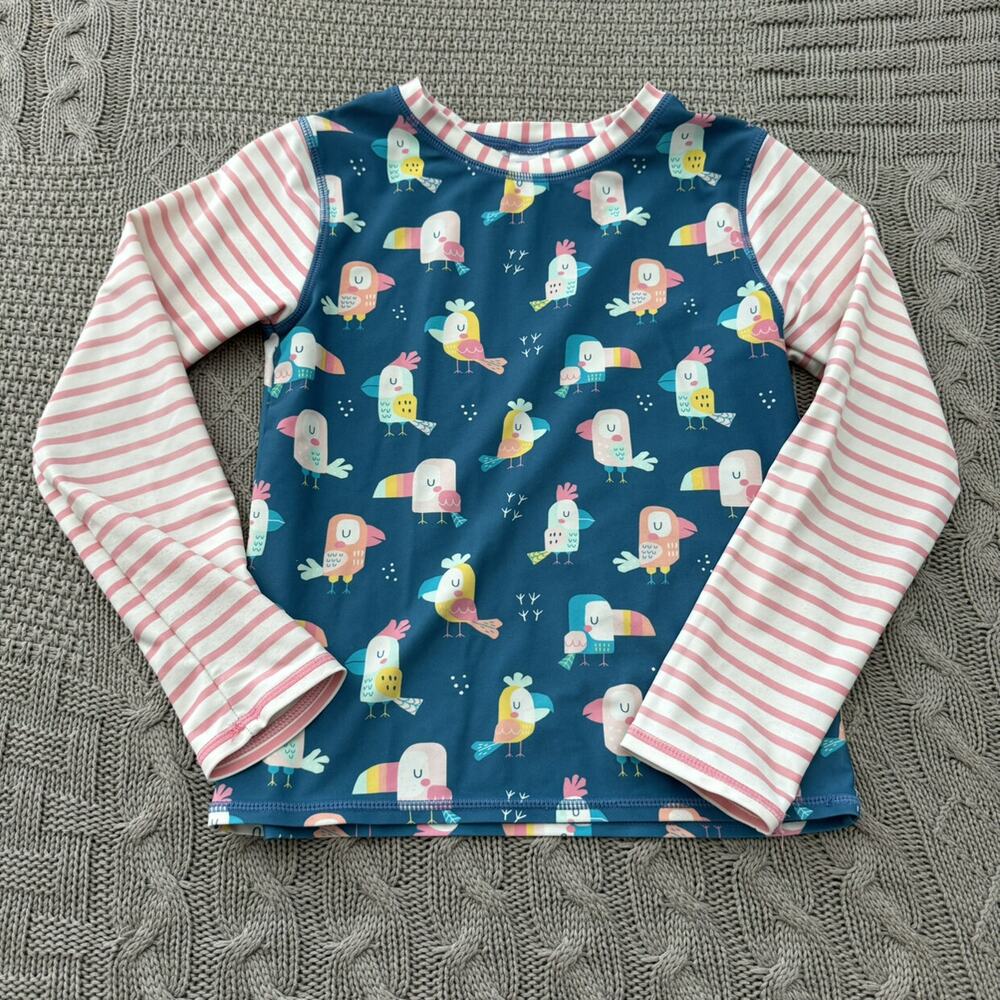 RuffleButts Bird & Stripes Rash Guard ~ 8